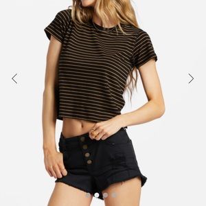 Billabong buttoned up black denim shorts
